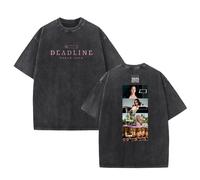 T-Shirt Deadline 2025 World Tour, imprimé Graphique, Ample, Tendance, en Coton délavé(H,XL)