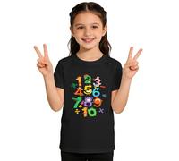T-shirt décontracté 2026 pour enfants à manches courtes avec impression numérique, col rond, pour filles et garçons, confortable pour accompagner tous les jours., Noir , 8-9 ans