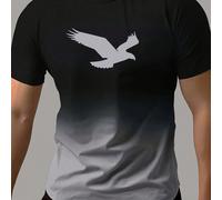 T-shirt décontracté à col rond à manches courtes avec imprimé aigle pour hommes, pour l'été L,M,S,XL,XXLAnimal,Ombré,Tout ImpriméPolyester