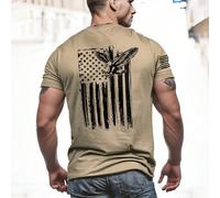T-shirt décontracté à col rond à manches courtes avec imprimé drapeau et aigle pour homme, pour sortir, pour le mari L,M,S,XL,XXLAnimal,Géométrique,Drapeau,Motif texturéÉtoffe