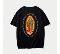 T-shirt décontracté à col rond à manches courtes, imprimé graphique d'un style de rue Mona Lisa, Ange, Anglais, mode Y2K, convenant pour un port quotidien, tailles grandes 1XL,2XL,3XL,4XL,5XL,6XLHallo