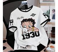 T-shirt décontracté à col rond et manches courtes avec imprimé de lettres et de portraits pour femmes, été L,M,S,XL,XS,XXL,XXS,XXXL,XXXXLHalloweenTissu tricoté