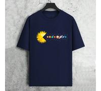 T-shirt décontracté à col rond, manches courtes, imprimé de planètes amusant pour hommes. Convient pour la rue, l'extérieur, le layering et le port quotidien L,M,S,XL,XXL,XXXLPolyester