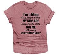 T-shirt décontracté à col rond pour femme avec inscription « I am a Mom », Rose, 3XL
