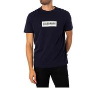 T-shirt Napapijri Box Logo manches courtes bleu foncé blanc - S
