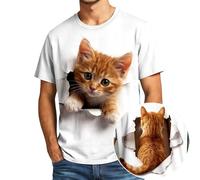 T-Shirt décontracté à Manches Courtes avec Impression Graphique de Chat idéal pour Un Style Estival Quotidien et Confortable col Rond Parfait pour Les Loisirs (White, L)