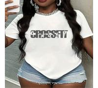 T-shirt décontracté à manches courtes avec imprimé de silhouette CrossFit pour femmes, idéal pour la Journée nationale de la forme physique et les séances d'entraînement en salle de gym L,M,S,XLGéomét