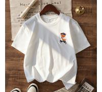 T-shirt décontracté à manches courtes avec imprimé ours de bande dessinée pour garçon préadolescent 8Y,9Y,10Y,11Y,12YCartoon,LettresÉtoffe