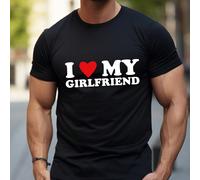T-shirt décontracté à manches courtes d'été pour hommes avec col rond - polyvalent et confortable, style de tenue décontractée de la Saint-Valentin avec cœur et slogan "J'aime ma femme", "J'aime ma pe