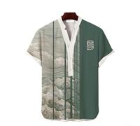 T-shirt décontracté à manches courtes et col en V pour homme avec impression d'art japonais pour un usage quotidien et en voyage (M C)