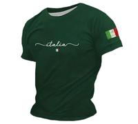 T-shirt décontracté à manches courtes et col rond et imprimé lettres pour un usage quotidien, parfait pour le style urbain et les tenues décontractées, Vert foncé., S