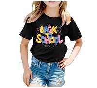 T-Shirt décontracté à Manches Courtes imprimé pour Enfants, Saison Scolaire, Retour à l'école Tuniques Chemisiers T-Shirts (Black, 3-4 Years)