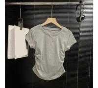 T-shirt décontracté à manches courtes pour femme, coupe ajustée, col rond, fabriqué en polyester, couleur unie, chemisier basique pour un usage quotidien, disponible en plusieurs couleurs, taille S (L