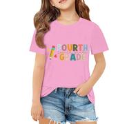 T-shirt décontracté à manches courtes pour filles, col rond, imprimé, pour tous les jours, école, activités de plein air, confortable, Chemises Boutonnées Pour Filles Grande Taille Manches (7-8 Years)