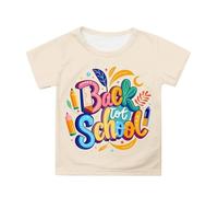 T-shirt décontracté à manches courtes pour filles, joli imprimé dessin animé, col rond, confortable et respirant, idéal pour l'école, au quotidien, de 3 à 13 Tunique Fluide Grande (Beige, 12-13 Years)