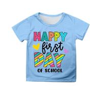 T-Shirt décontracté à Manches Courtes pour Filles, Joli imprimé Dessin animé, col Rond, Confortable et Respirant, idéal pour l'école, au Quotidien, de 3 à 13 Ans Pulls Tunique (Sky Blue, 8-9 Years)