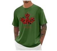 T-shirt décontracté à manches courtes pour homme avec drapeau en feuille d'érable de style canadien pour les vacances, les fêtes, les vacances, les voyages, la vie quotidienne, Vert armée., M