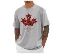 T-shirt décontracté à manches courtes pour homme avec drapeau en feuille d'érable de style canadien pour les vacances, les fêtes, les vacances, les voyages, la vie quotidienne, Gris clair., XXL