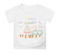 T-shirt décontracté à manches longues pour fille avec imprimé lapin de Pâques en tissu doux et coton motif animal adorable tenue printanière cadeau parfait charmant joli ravissant (White, 12-13 Years)