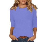T-shirt décontracté à manches trois-quarts, doux et confortable, idéal pour un usage quotidien pour femme, lilas, XXL