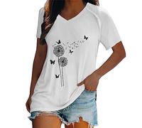 T-shirt décontracté à manches volantes avec col en V pour femmes perruques de carnaval, BK1., L