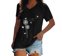 T-shirt décontracté à manches volantes avec col en V pour femmes perruques de carnaval, BK2., XL
