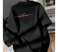 T-shirt décontracté ample pour femme avec col rond et manches courtes, motif de lettre, convient pour l'été quoi qu'il arrive L,M,S,XL,XS,XXL,XXSLettresTissu tricoté