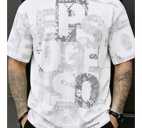 T-shirt décontracté en tissu doux mode parisienne pour hommes, imprimé lettres blanches, col ras-du-cou, manches courtes, style streetwear, top décontracté polyvalent pour le sport et l'été L,M,S,XL,X
