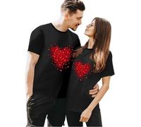 T-shirt décontracté et ample à col rond pour femme | Haut à manches courtes pour plus de confort et de style mode de maternité d'hiver, Noir , M