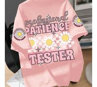 T-shirt décontracté et simple pour filles préadolescentes, avec motif de fleurs et de soleil. Style vacances et jours fériés. Vêtements pour enfants. Pull pour filles à col rond et manches courtes. No