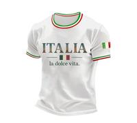 T-Shirt décontracté Homme orné d'un Motif Drapeau Italien Confortable Respirant en Coton Doux idéal pour Les activités Quotidiennes séances Sportives et Moments de détente relaxante (Black, L)