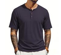 T-Shirt Decontracte Homme Style Chic Moderne Design rayé Epure Coupe Fluide pour Toutes morphologies adapté au Quotidien W nds et Rencontres Entre Amis Navy S (s)
