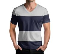 T-Shirt Decontracte Homme Style Chic Moderne Design rayé Epure Coupe Fluide pour Toutes morphologies adapté au Quotidien W nds et Rencontres Entre Amis Navy Grand (l)