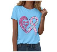 T-shirt décontracté inspirant pour femme - Haut significatif et coloré - Imprimé graphique - Col rond - Manches courtes - Motif cœur - Boucle de conscience - T-shirt charité d'été pour faire des dons