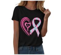 T-shirt décontracté inspirant pour femme - Haut significatif et coloré - Imprimé graphique - Col rond - Manches courtes - Motif cœur - Boucle de conscience - T-shirt charité d'été pour faire des dons