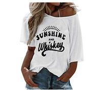 T-shirt décontracté pour femme avec col en V, manches courtes, imprimé lettre, chemisier, grande taille, t-shirt Halloween femme, Blanc., XL
