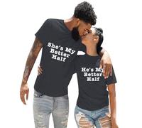 T-shirt décontracté pour femme avec design uni, impression originale de lettres anglaises, col rond, manches courtes, vêtement d'extérieur idéal pour votre partenaire, petite amie ou meilleure moitié