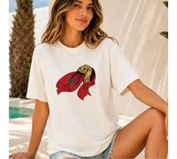 T-shirt décontracté pour femmes à col rond et manches courtes avec imprimé graphique du drapeau marocain, t-shirt en coton coupe régulière pour la mode d'été et d'automne, un Top blanc personnalisé L,