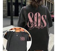 T-shirt décontracté pour femmes avec motif des années 80 - Impression de lettres "80s", manches courtes, col rond, style d'été, t-shirt pour quatre saisons | Style décontracté 0XL,1XL,2XL,3XL,4XLgraph