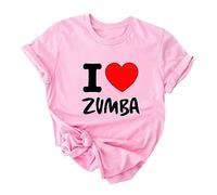 T-Shirt décontracté pour Femmes I Love Zumba Dance Graphic Print Short Sleeve Crewneck Tee pour Loisirs Sports Fitness Yoga