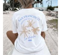 T-shirt décontracté pour femmes, imprimé d'anatomie du cerveau et du cœur, coupe ample et lâche, style de rue à col rond, manches courtes. Convient pour les trajets, les voyages en ville, les sorties 