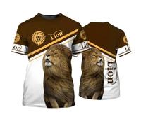 T-Shirt décontracté pour Homme Wild Lion à Manches Courtes et col Rond avec Motif Graphique 3D pour Les Amoureux des Animaux