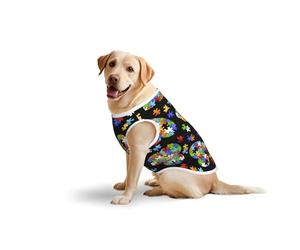 T-shirt décontracté sans manches pour la sensibilisation à l'autisme, pièces de puzzle en forme de cœur, imprimé en coton doux pour animaux de compagnie, t-shirt respirant pour grand chien (3xl-5XL)