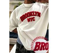 T-shirt décontracté simple pour hommes, impression en applique de lettres BROOKLYN NYC en polaire, convient pour la rentrée scolaire, également un excellent cadeau pour les amis. L,M,S,XL,XXLLettresTi