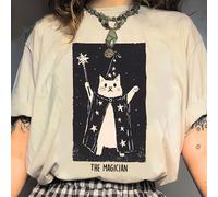 T-shirt décontracté WhimsyCat en polyester, col ras du cou, motif alphabet, longueur standard, confort toutes saisons - T-shirt imprimé Magicien L,M,S,XL,XSÉtoffe