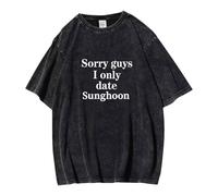 T-Shirt Délavé ENGENEmerch, «Désolé Les Gars, Je Ne Sors Qu'avec Un Nom» Imprimé, for Les Fans(Black2,L)