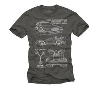 T-Shirt DeLoran Homme - Retour Vers le Futur - Gris - Coupe Regular - Manches courtes - Col classique XXXL