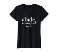 T-Shirt Demeure et Porte du Fruit Jean 15:5 avec versets de la Bible chrétienne T-Shirt Graphique avec Valeur, Femme, Noir, L