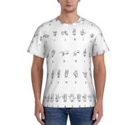T-shirt d'entraînement à manches courtes et col rond pour homme avec imprimé alphabet, Noir , M