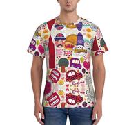 T-shirt d'entraînement à manches courtes pour homme avec imprimé journal scolaire en anglais et col rond pour la course à pied, Noir , S